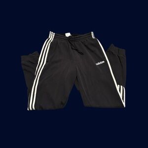adidas Black Jogger Pants with White Stripes